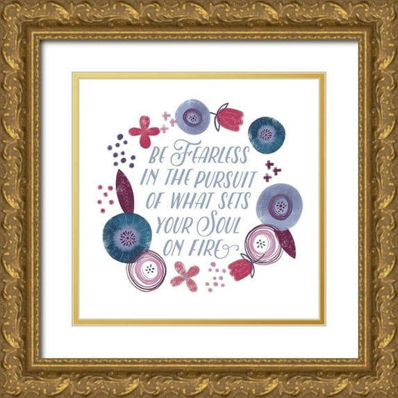 Noonday Designs 20x20 Gold Ornate Wood Framed with Double Matting Museum Art Print Titled - Fierce Girl IV Fearless
