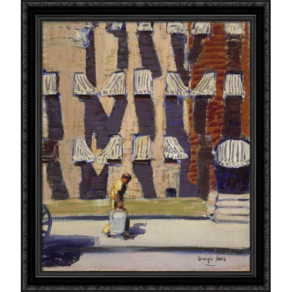 Noontime, St. Botolph Street, Boston 28x32 Large Black Ornate Wood Framed Canvas Art by George Luks