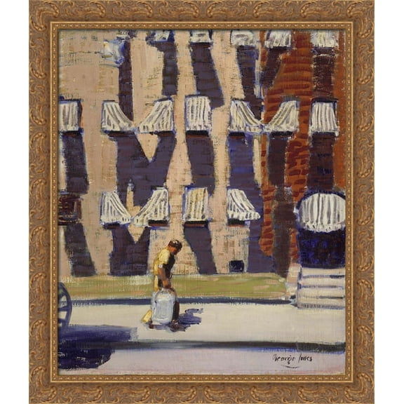 Noontime, St. Botolph Street, Boston 28x32 Large Gold Ornate Wood Framed Canvas Art by George Luks