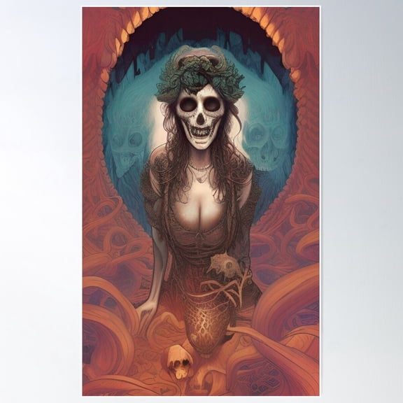 Noonwraith Witch Skull Haunting The Witcher Poster Wall Art, Modern Wall Decor For Living Room Bedroom, 8x12 UNFRAMED