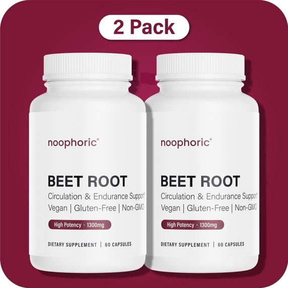 Noophoric Beet Root Capsules 1300mg – Nitric Oxide & Circulation Support for Heart Health, 120 Capsules (2 Pack)