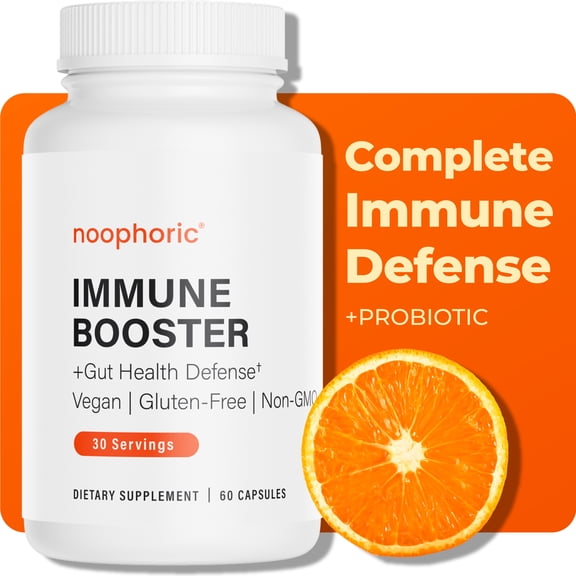 Noophoric Immune Support Supplement with Elderberry, Vitamin C, Zinc, Echinacea and Probiotic 4.8 Billion CFU, 60 Capsules