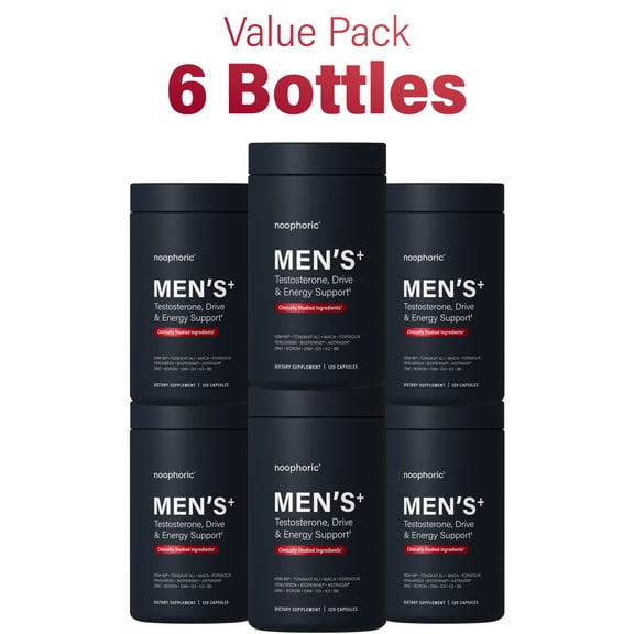 Noophoric Testosterone Booster for Men with KSM-66 Ashwagandha, Tongkat Ali & Boron, 720 Capsules (6 pack)