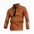 thumbnail image 1 of Noora Fashion Men Punk Long Sleeve Jackets Slim Biker Leather Jacket Outwear QD, 1 of 7