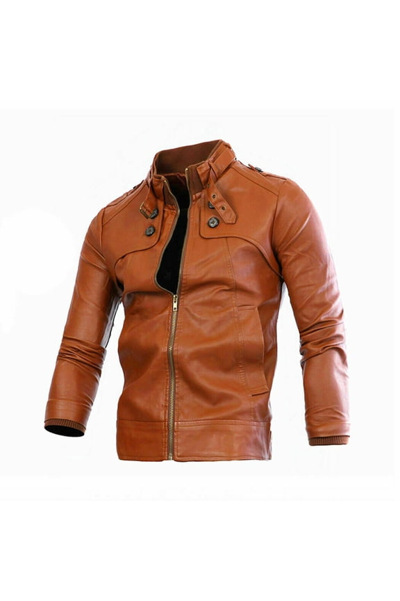 Fashion Men Punk Long Sleeve Jackets Slim Biker Leather Jacket Outwear QD