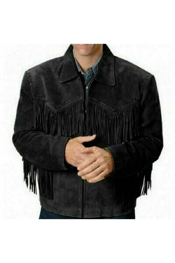 Lambskin Black Fringe Leather Biker Jacket Club Outwear Jacket Warm Leather Jacket for Men