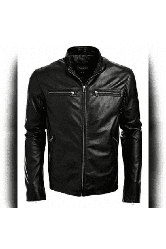 Lambskin Black Leather Biker Jacket Club Outwear Jacket Warm Leather Jacket for Men