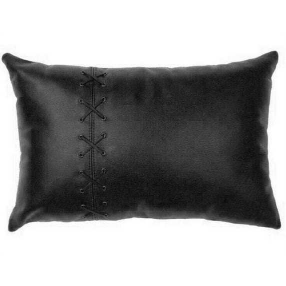 Noora Lambskin Leather Pillow Cover | RECTANGLE Cushion Cover Style BRAIDED Case | Criss Cross Laced Lumbar Decorative LUXURY Cover SJ401