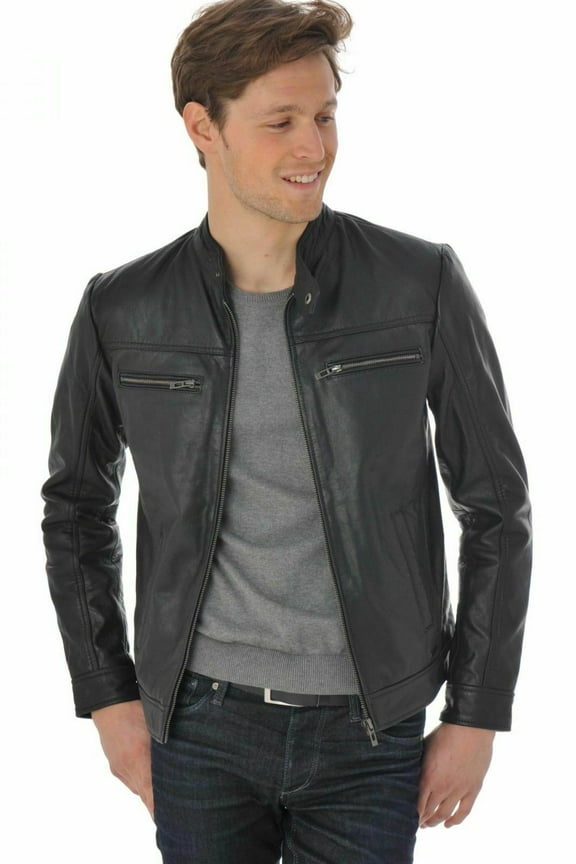 Leather Jacket Men's Genuine Stylish & Fashionable Black Smart Fit NI-59