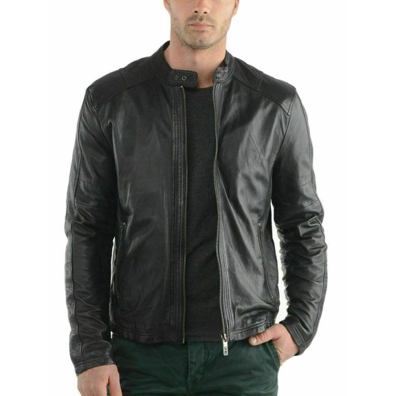 Noora Men Fashion Style Real Black Leather Jackets Motorcycle Bomber Biker Leather Jacket SP24