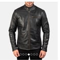 thumbnail image 1 of Noora Men's Black Lambskin Leather Motorcycle biker Leather Jacket  With Zipper & Snap Designer  Rider Racer Jacket SU0655, 1 of 9