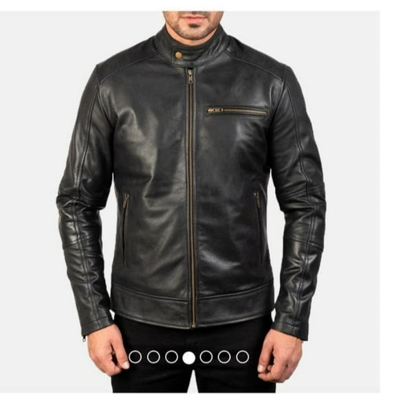 Noora Men's Black Lambskin Leather Motorcycle biker Leather Jacket With Zipper & Snap Designer Rider Racer Jacket SU0655