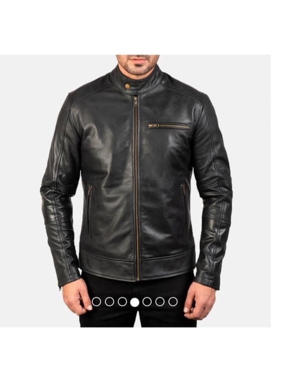 Men's Black Lambskin Leather Motorcycle biker Leather Jacket With Zipper & Snap Designer Rider Racer Jacket SU0655
