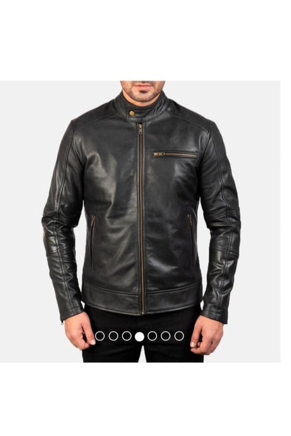 Men's Black Lambskin Leather Motorcycle biker Leather Jacket With Zipper & Snap Designer Rider Racer Jacket SU0655