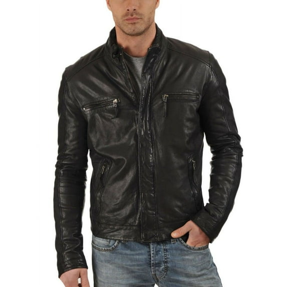 Noora Men's Genuine Sheepskin Leather Jacket | Autumn and Winter Fashion Warm Motorcycle Leather Jacket | Gift for him