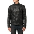 thumbnail image 1 of Noora New Men’s Fitted Black Leather Jacket With Pockets BS6, 1 of 8