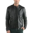 thumbnail image 1 of Noora New Mens Black Lambskin Leather Biker Rider Jacket With Branded YKK Zipper |  Black Leather Jacket SU0114, 1 of 8