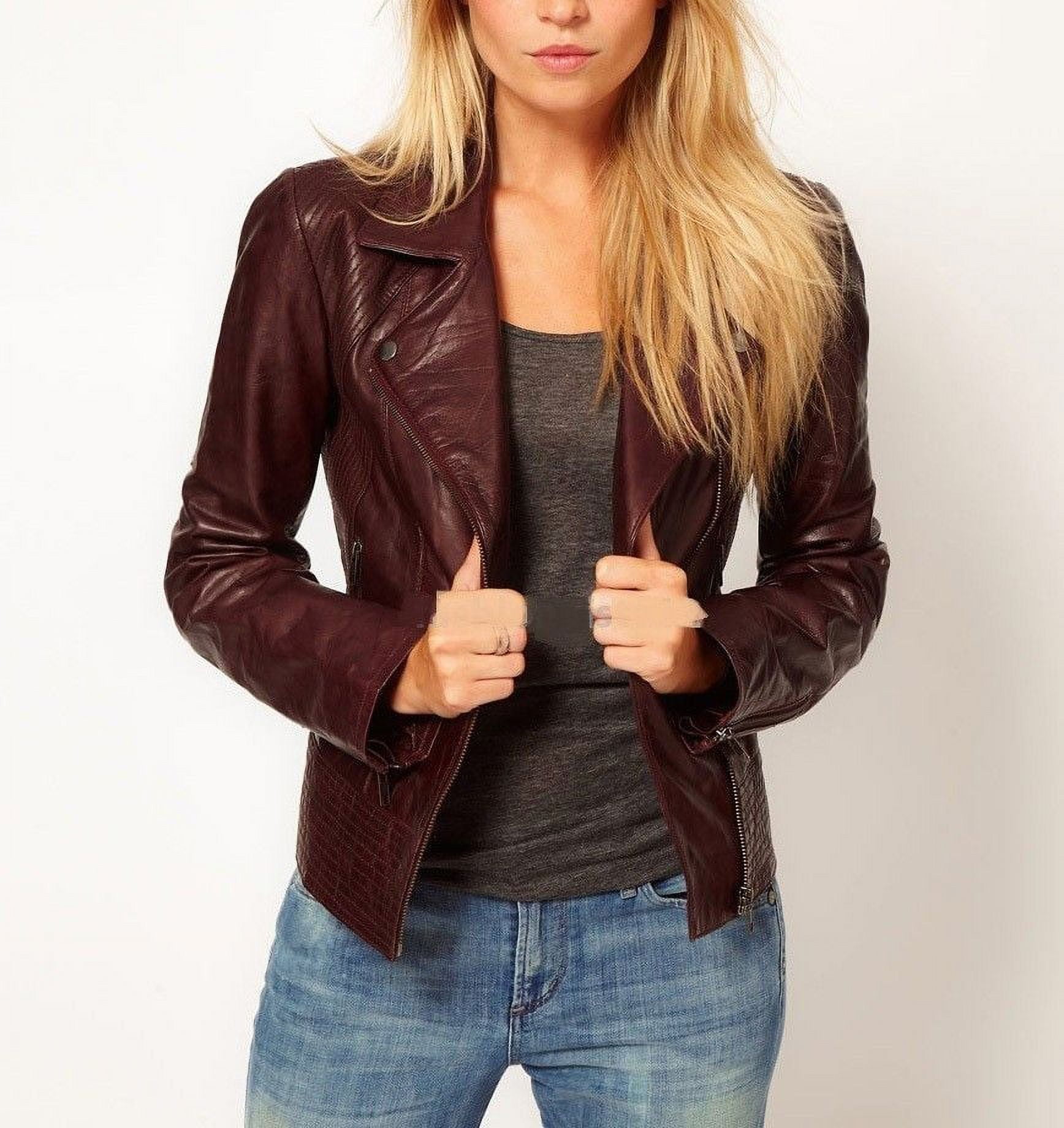 Burgundy color deals leather jacket