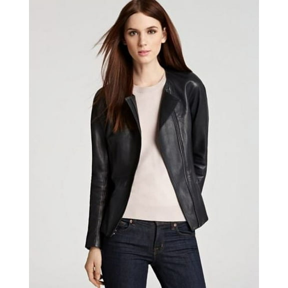 Noora Women’s solid black colour Motorcycle leather jacket ST0278