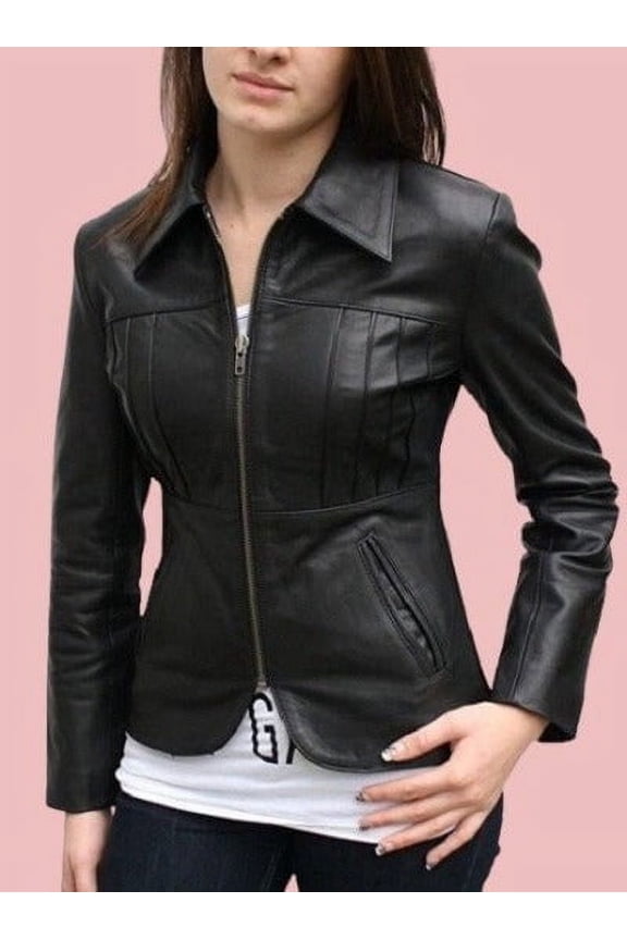 Women's BLACK Leather Jacket With Long Sleeves| Western Leather Jacket | Stylish Party Wear & Casual Jacket - RT63