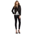 thumbnail image 1 of Noora Women's Black Lambskin Leather Jacket with  Wide Collared | Casual Black Outwear Biker Leather Jacket | Birthday Gifts ST0265, 1 of 7