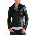 thumbnail image 1 of Noora Women's Black fitted Motorcycle leather jacket ST0333, 1 of 3