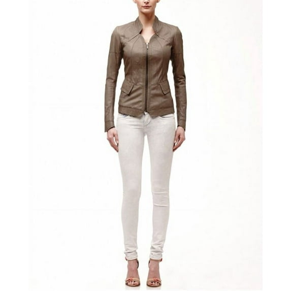 Noora Women's Burnt-Almond fitted Motorcycle leather jacket ST0295
