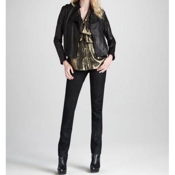 Noora Women's Cropped Black Leather Jacket ST0208
