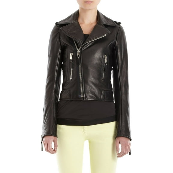 Noora Women's Cropped and fitted Black Lambskin Leather jacket ST0206