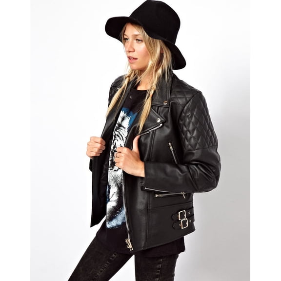 Noora Women's Detailed Biker Leather jacket ST0310