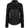 thumbnail image 1 of Noora Women's & Girls Leather jacket, Ladies Black Leather Biker Jacket, Casual Slim Fit Jacket, Glossy Party Jacket YK17, 1 of 8