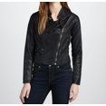 thumbnail image 1 of Noora Women's simple black Biker motorcycle Leather jacket ST0249, 1 of 3