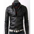 thumbnail image 1 of Noora men&rsquo;s Black motorcycle Leather jacket | Belt Collar |, 1 of 2