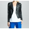 thumbnail image 1 of Noora women's simple black Biker leather jacket ST0314, 1 of 3