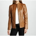 thumbnail image 1 of Noora women's simple fitted bronze leather jacket ST0320, 1 of 3