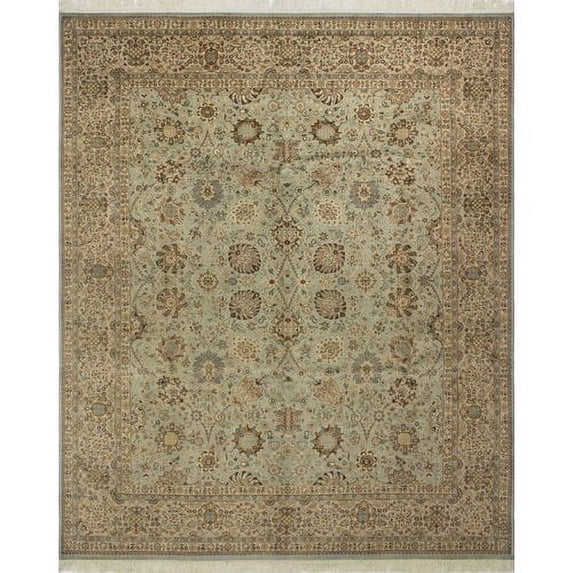 Noori Rug Wali Yagmur Hand Knotted Wool Green/Blue Area Rug