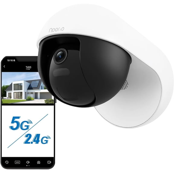 Noorio 3K Wired Security Camera Outdoor, 5GHz 5MP 24/7 Recording Camera for Home Security, w/Sound Light Alerts, 360 View with AI Tracking, 256G Storage, No Subscription Fee, IP66 Color Night Vision