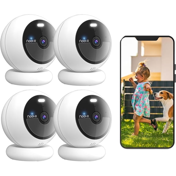 Noorio Security Cameras Wireless Outdoor Magnetic, 4-Pack Easy Install Battery Powered Wireless Cameras for Home Security, 1080P AI Motion Detection, Free Local Storage, No Monthly Fee
