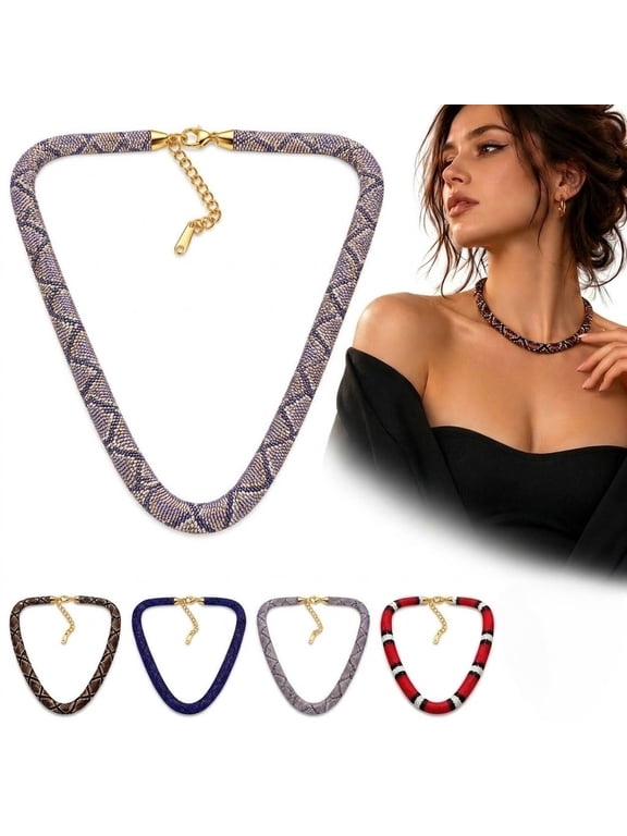 Noorviper Necklace, Textured Pattern Statement Collar Choker for Women
