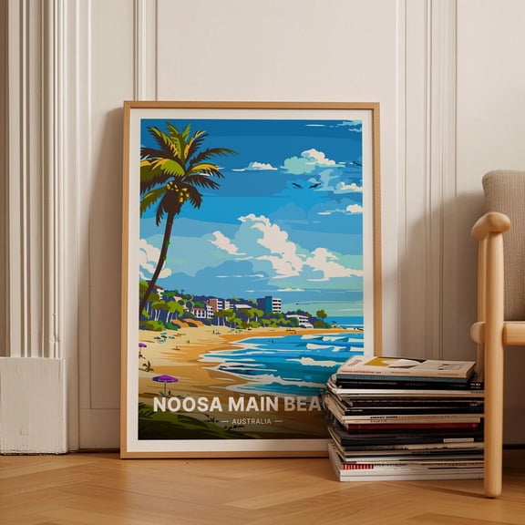 Noosa Main Beach Poster, Australia Travel Wall Art, Coastal Home Decor, Beach Lovers Gift Idea, Scenic Ocean View Artwork, C20-901 Wall Art, Modern Wall Decor, 8x12 UNFRAMED