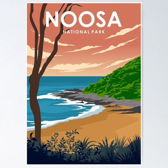 Noosa National Park Australia Minimal Travel Poster Poster, 24x36 UNFRAMED