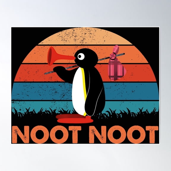 Noot Noot Pingu - Retro Vintage Animal Cute Poster Wall Art, Modern Wall Decor For Living Room Bedroom, 8x12 UNFRAMED