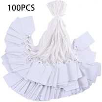 Noothes 100pcs White Paper Card Merchandise Tags, Pre-Knotted String Hang Tags, Writable Smooth Surface Label for Pricing/Jewelry/Clothing (1.75x1.093 In)