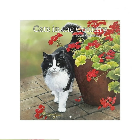 Noothes 2026 Cats in the Country Wall Calendar, Artistic Cat Illustrations for Monthly Planning and Year-Round Home Decor