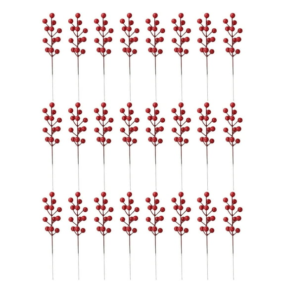 Noothes 24 PCS 8 Inch Christmas Picks with Artificial Red Berries, Holiday Craft Supplies for Tree, Wreath and Garland Decor
