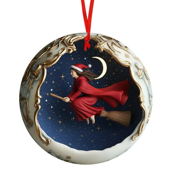 Noothes 2D Acrylic Christmas Ornaments Set, Intricate Cat Gnome Witch Designs for Festive Wall Art and Global Christmas Decor