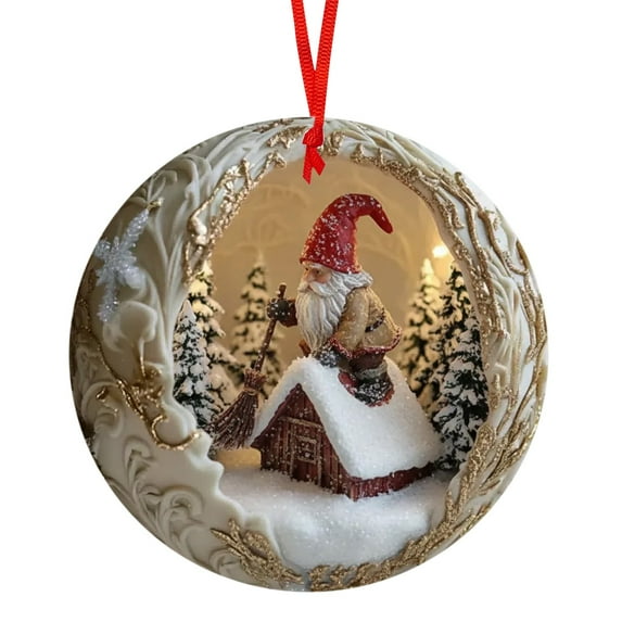 Noothes 2D Acrylic Christmas Ornaments Set, Intricate Cat Gnome Witch Designs for Festive Wall Art and Global Christmas Decor