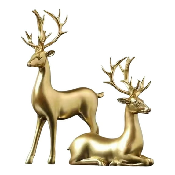 Noothes 2Pcs Plastic Reindeer Figurines Set for Living Room Tabletop Christmas Decor and Festive Holiday Gift