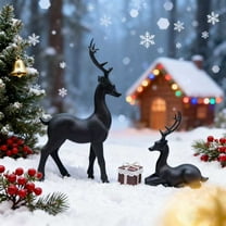 Noothes 2pcs Resin Reindeer Figurines Christmas Decor, Deer Couple Decor for Holiday Table Centerpiece & Festive Home Accents, Elegant Deer Statues