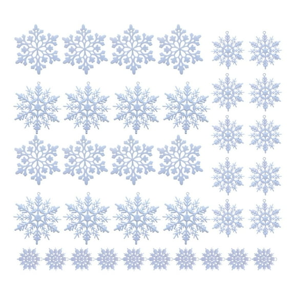 Noothes 36-Pack Silver Plastic Snowflake Ornaments Christmas Tree Hanging Decorations Set for Festive Garland and Home Holiday Decor